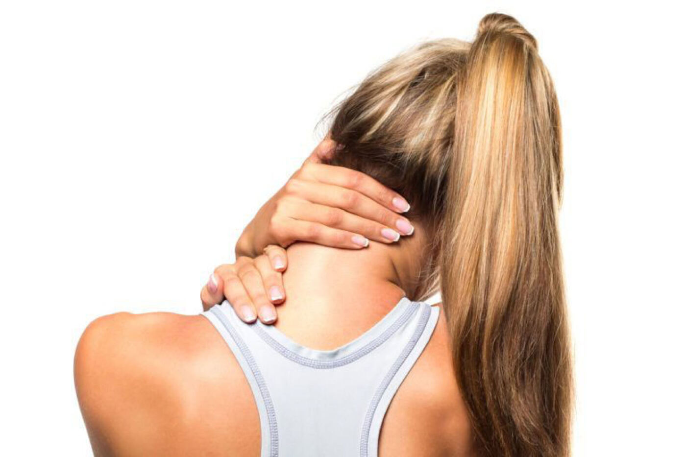 Hands on a tired neck and nape