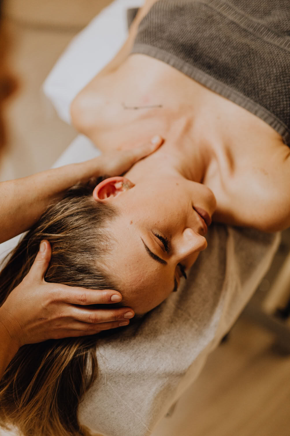 The treatment ends on the head and face