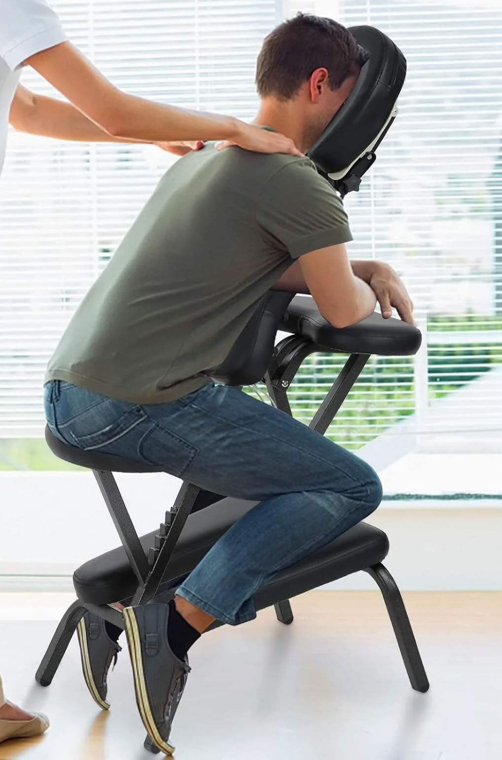 Treatment on a professional ergonomic chair, fully clothed