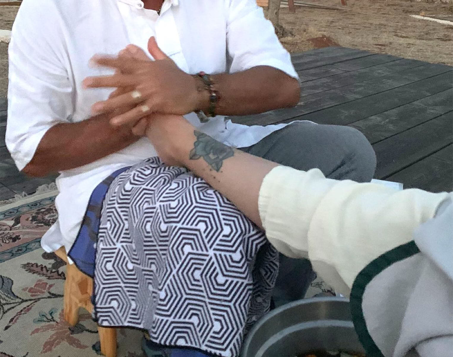 Detail of the foot reflexology treatment