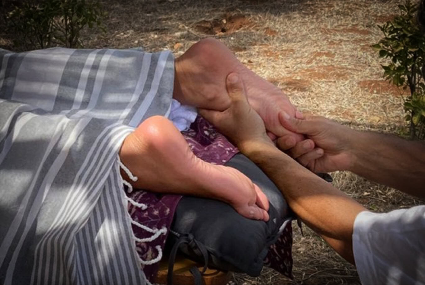 Foot reflexology outdoors at Bibiland