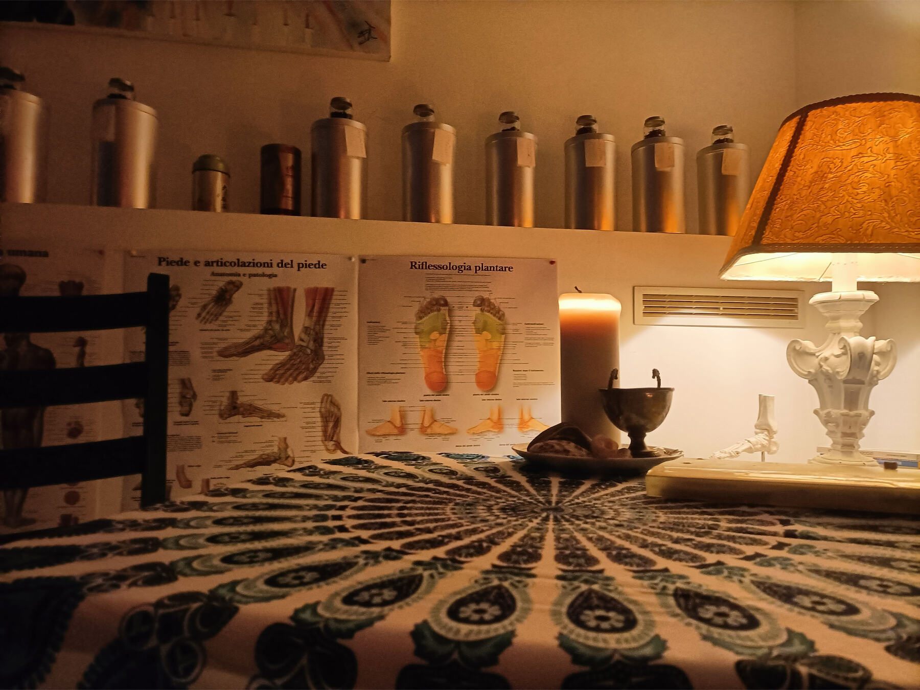 Reflexology charts in the Bari studio